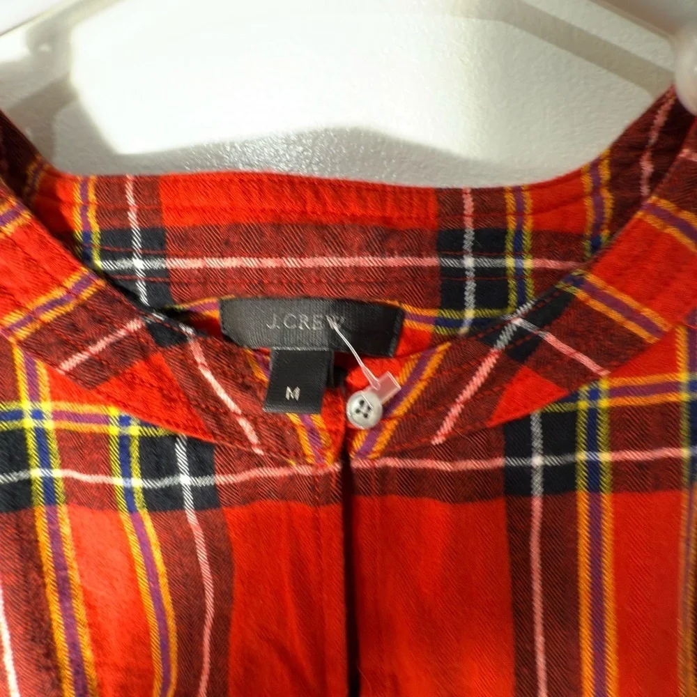 J. Crew Red Plaid‎ Ruffle Blouse